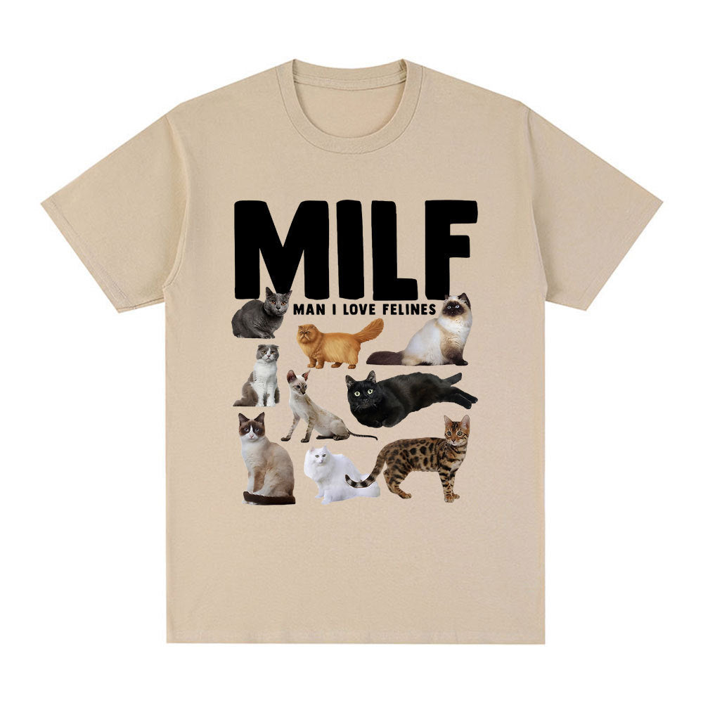 Funny MILF (Man I Love Felines) Graphic T Shirt