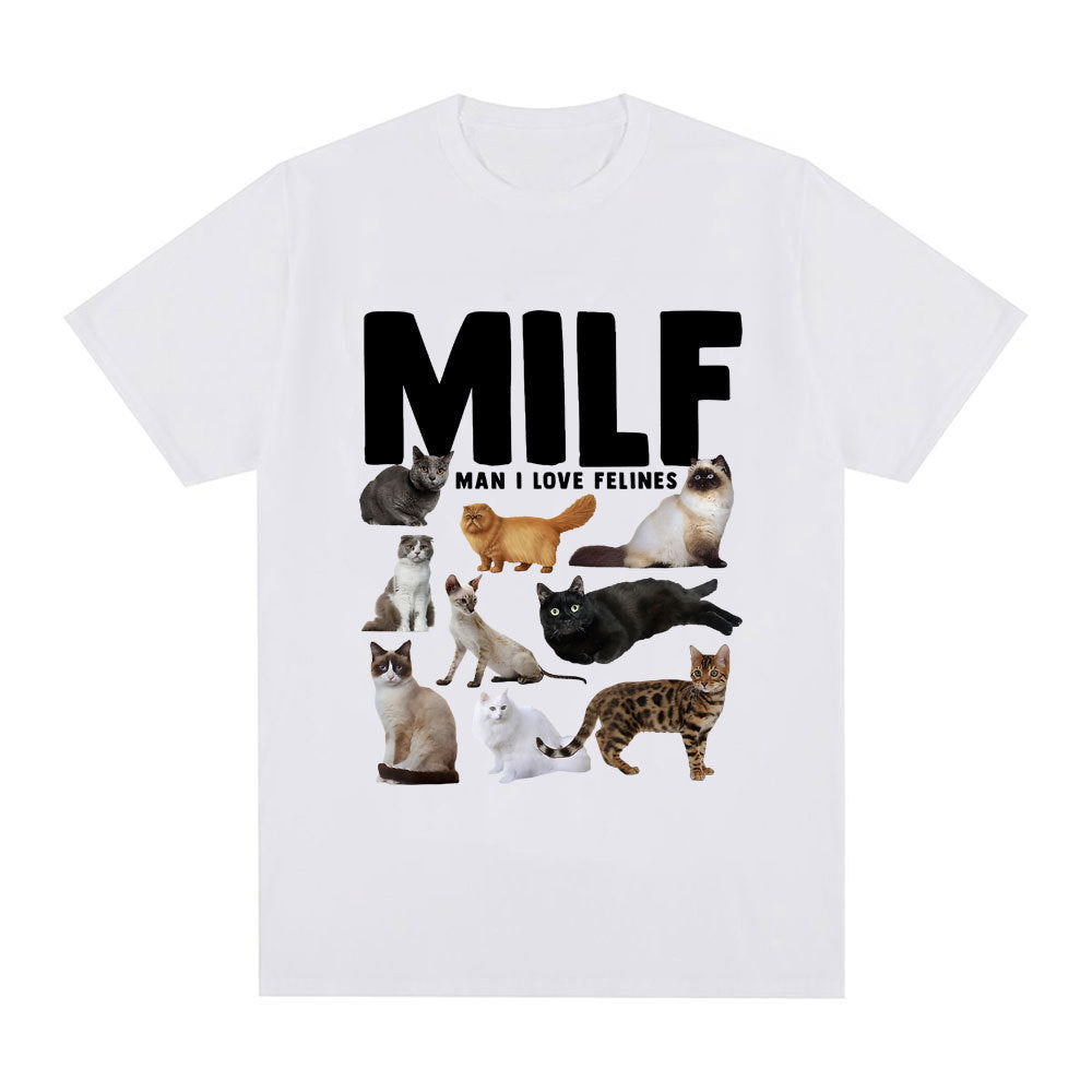 Funny MILF (Man I Love Felines) Graphic T Shirt