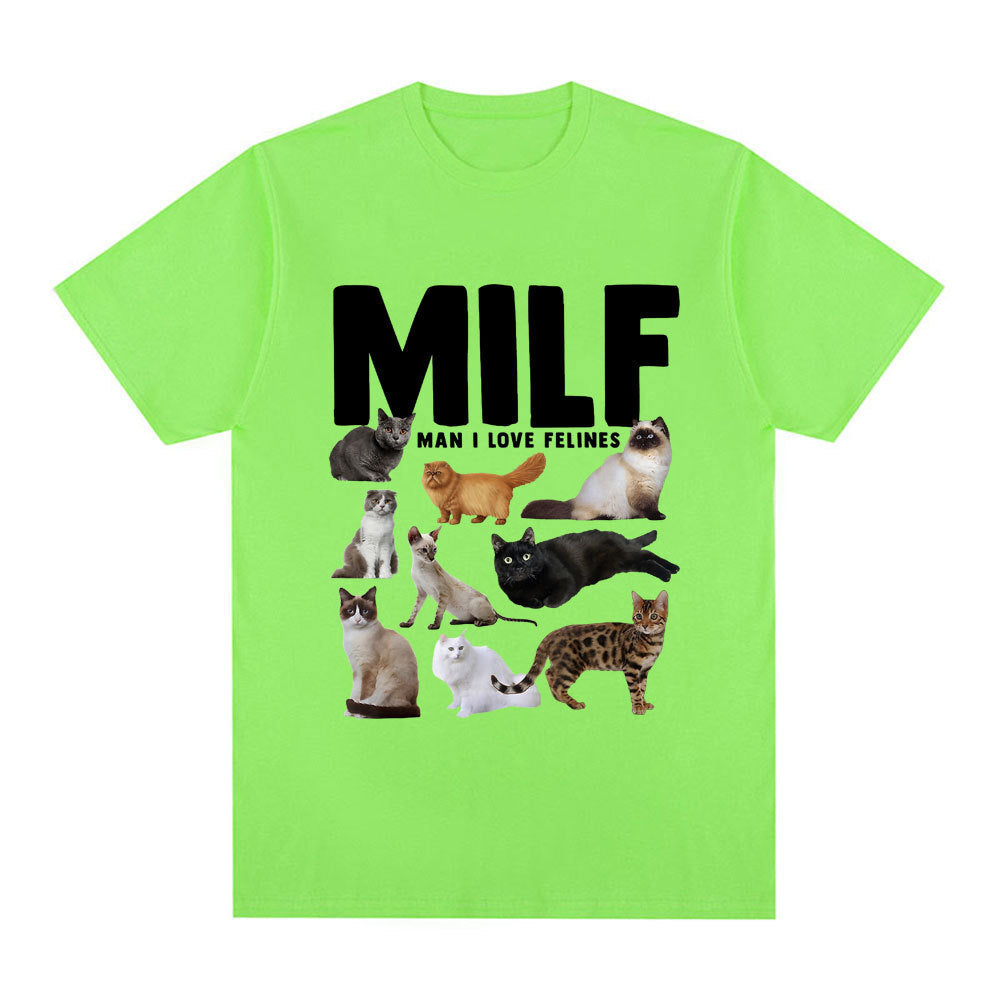 Funny MILF (Man I Love Felines) Graphic T Shirt