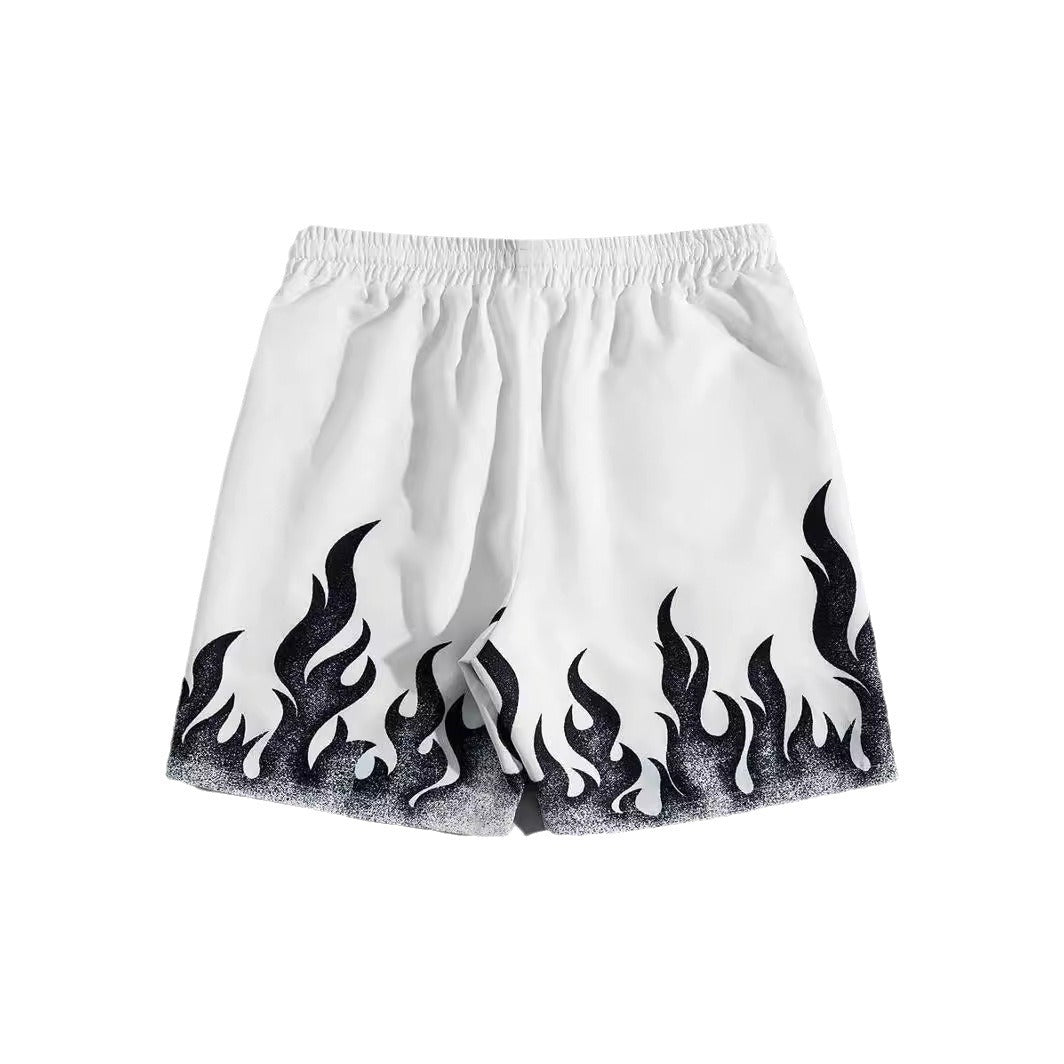 White and Black Flame Shorts