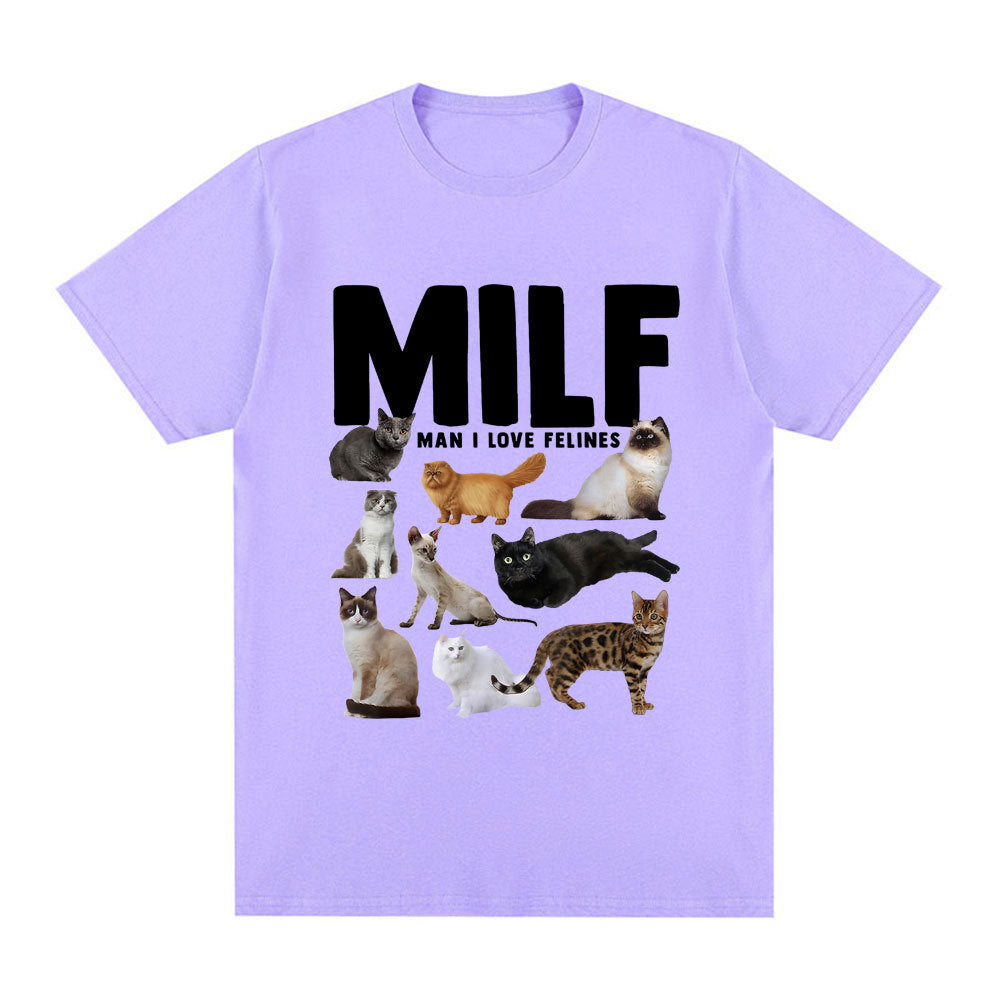 Funny MILF (Man I Love Felines) Graphic T Shirt
