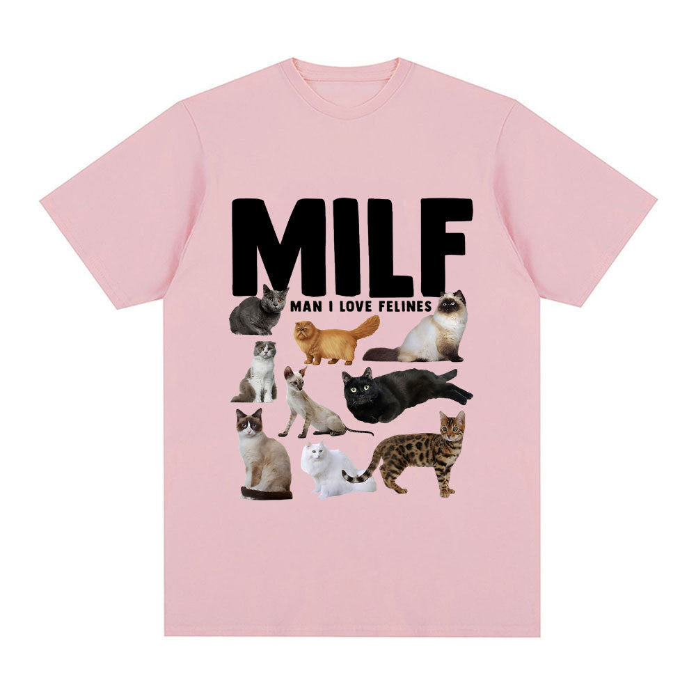 Funny MILF (Man I Love Felines) Graphic T Shirt