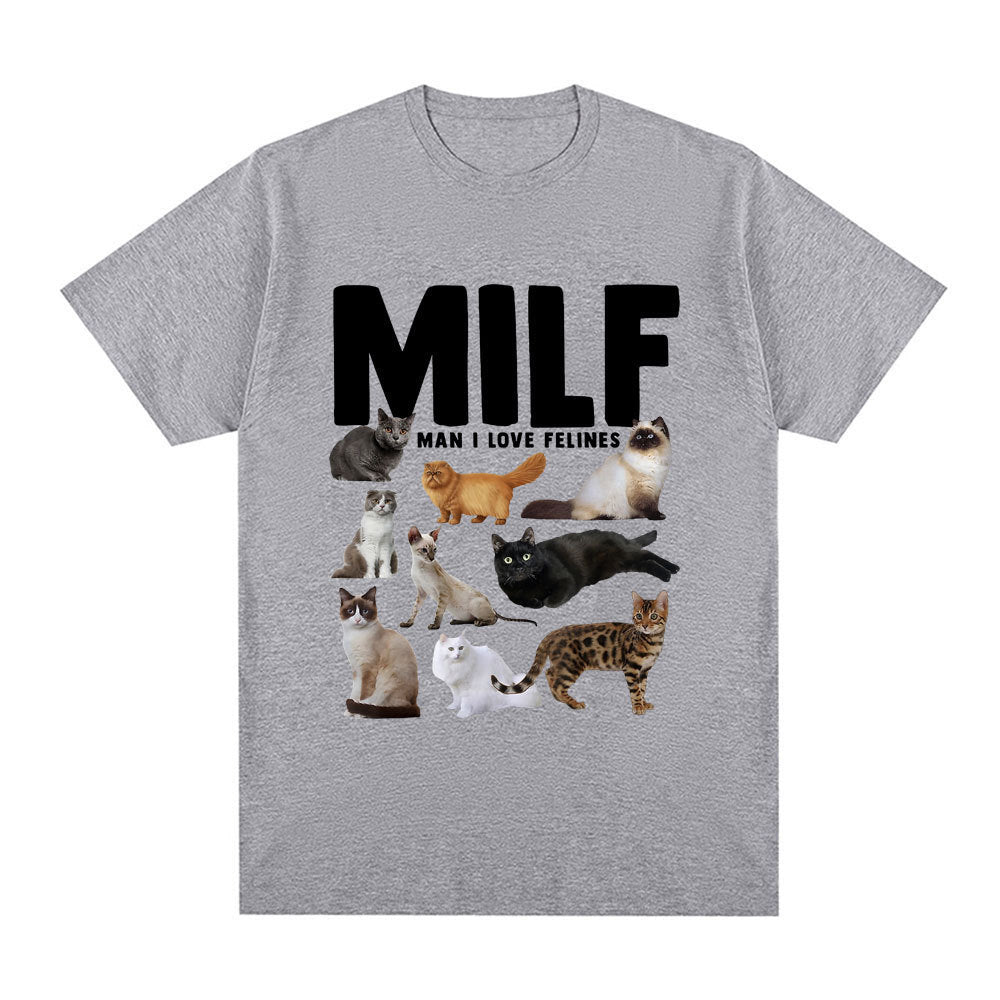 Funny MILF (Man I Love Felines) Graphic T Shirt